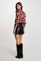 Short droit simili cuir noir femme