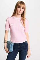 Short-sleeved jumper pastel pink women