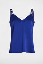 Satin top with straps electric blue women