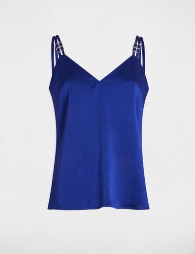 Satin top with straps electric blue women