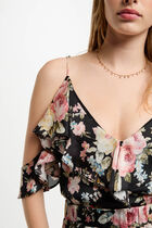 Printed top with ruffles multicolor women