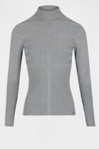 Pull col roulé ajusté gris anthracite femme