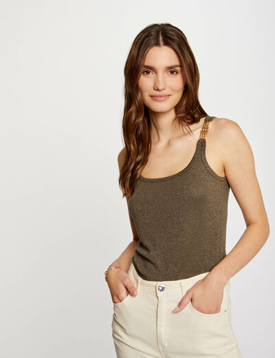 Vest top with thin straps khaki green women