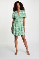 Short dress with V-neck multicolor women