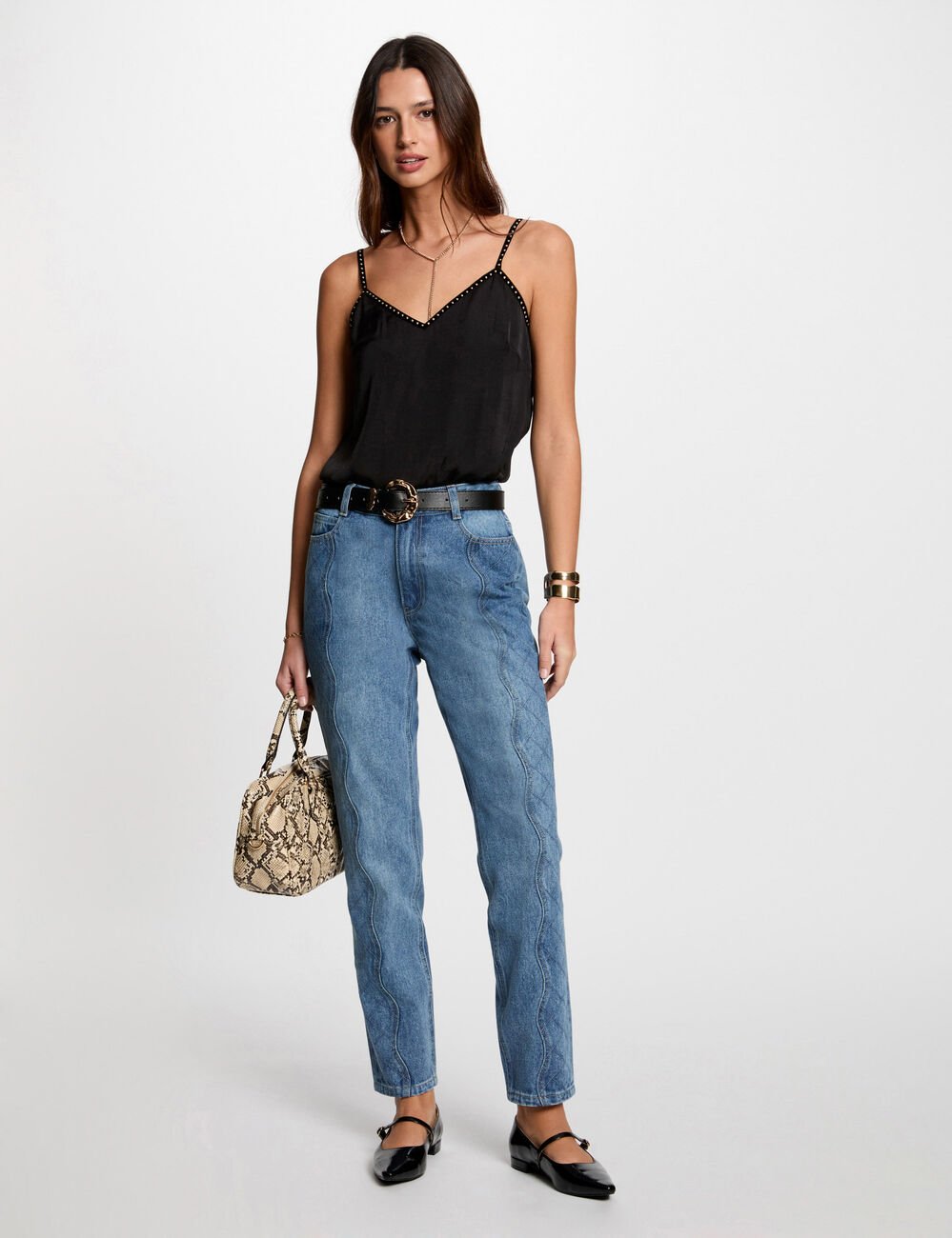 Top thin straps and studs black women