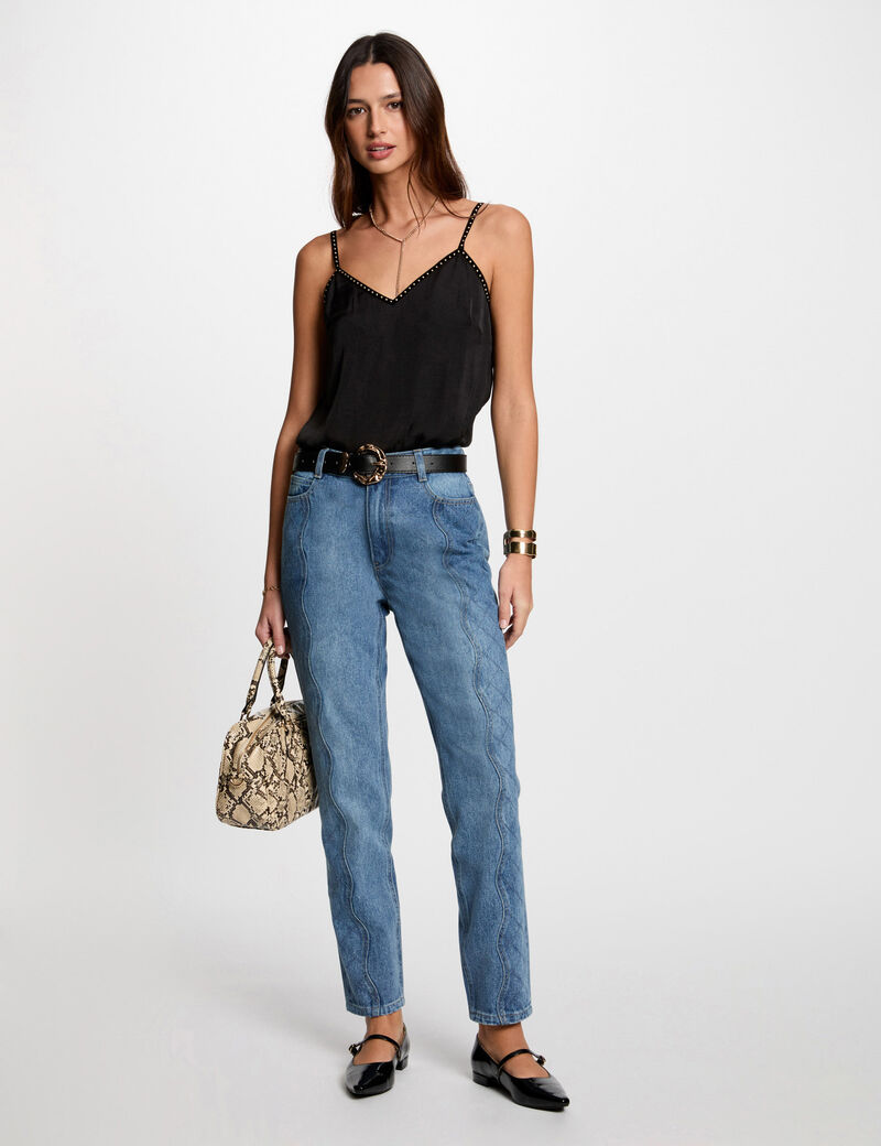 top thin straps and studs black women Top thin straps and studs black women