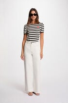 T-shirt manches courtes rayé blanc femme