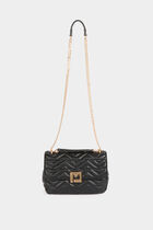 Quilted bag with M buckle black women