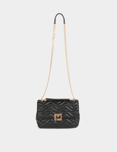 Quilted bag with M buckle black women