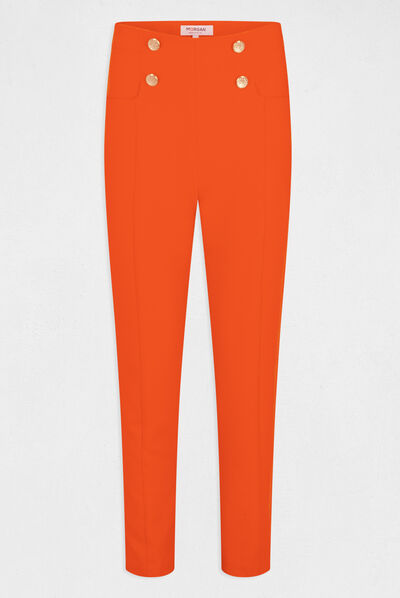 Fitted city trousers with buttons orange ladies'