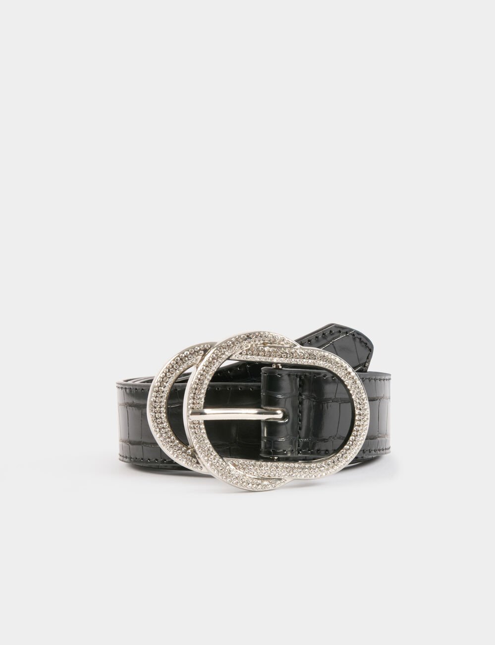 Croc belt with rhinestones black women