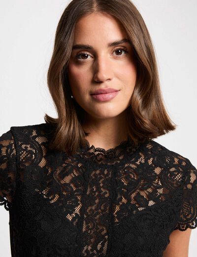 Lace high neck bodysuit black women