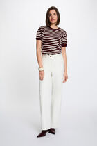 Striped t-shirt with round neck plum women