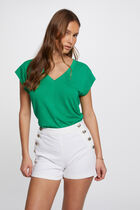 Fitted shorts with buttons ivory women