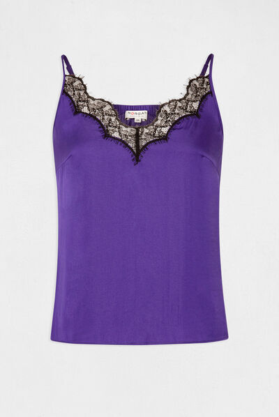 Blouse with thin straps and lace dark purple ladies'