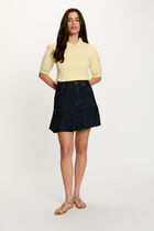 Sweater with puff sleeves pastel yellow women