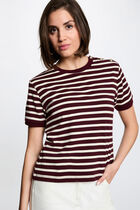 Striped t-shirt with round neck plum women