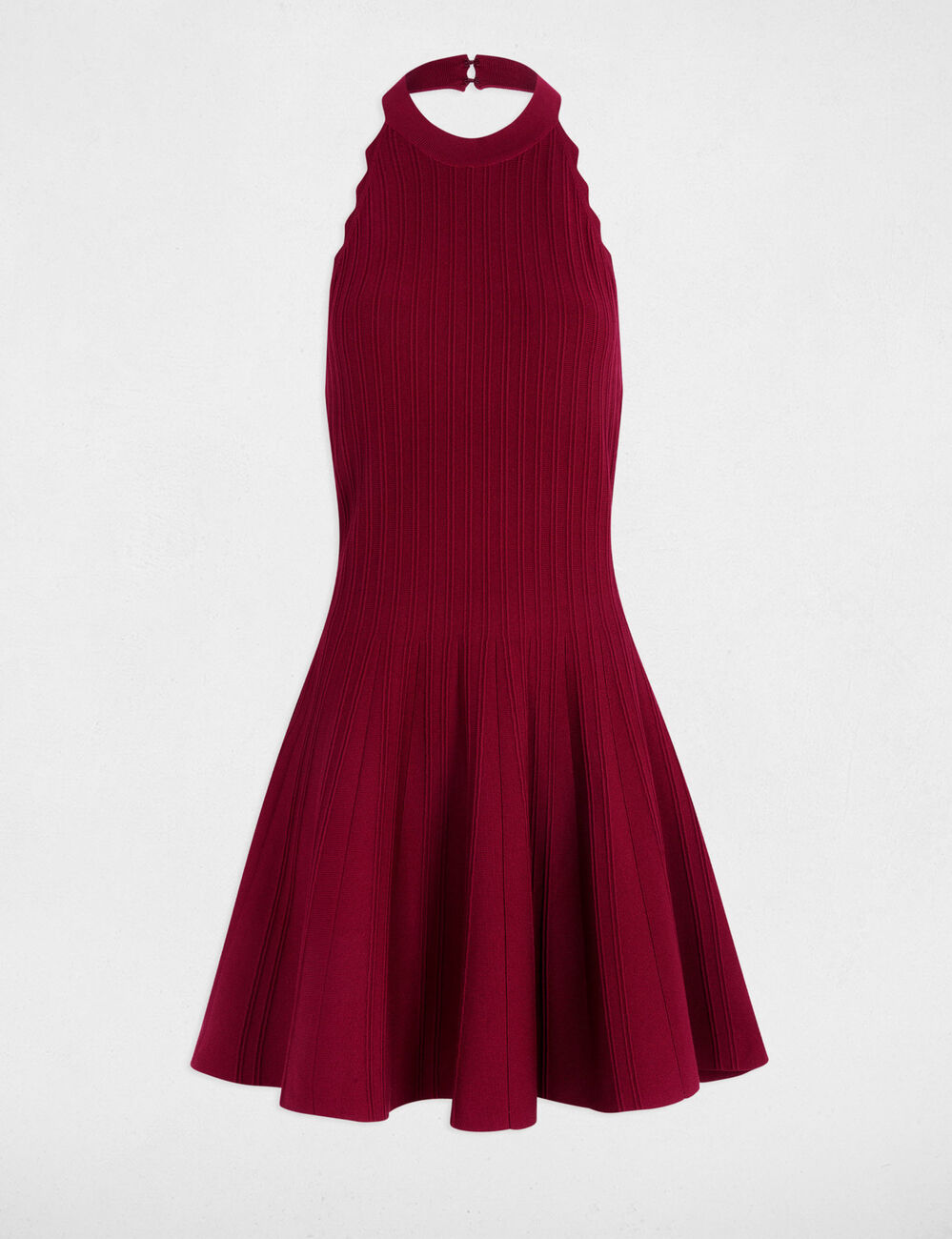 Sleeveless knitted flared dress bordeaux women