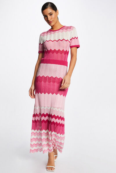 Maxi straight jumper dress chevron print  ladies'