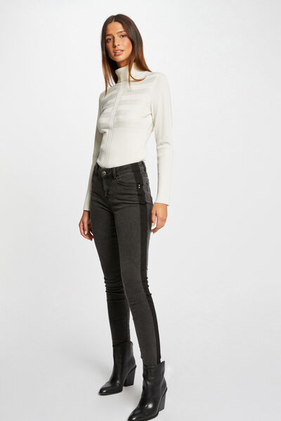 Skinny jeans with side strips mid-grey ladies'