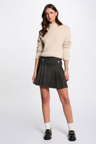 Checked mini skirt mid-grey women