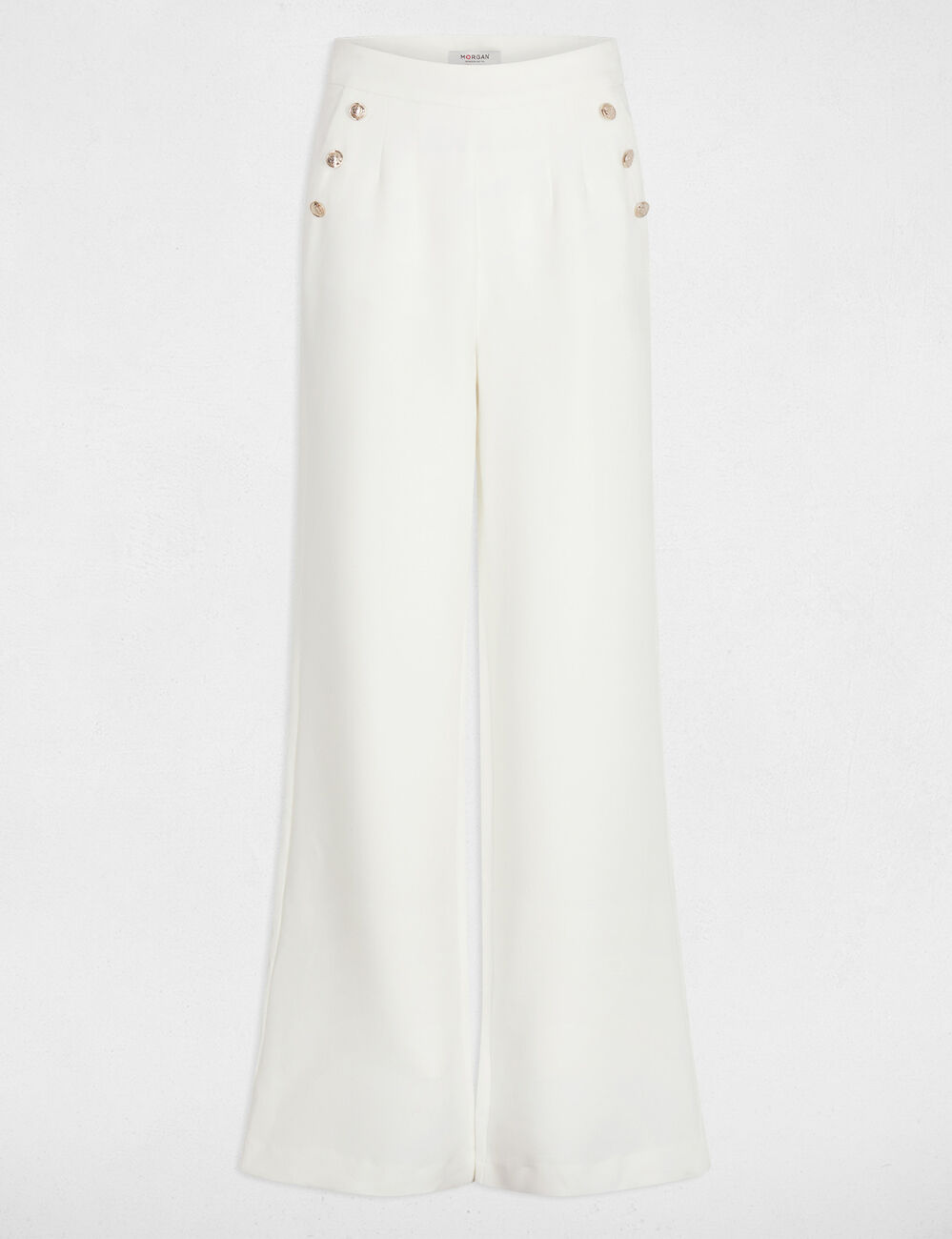 Wide leg trousers with buttons white women
