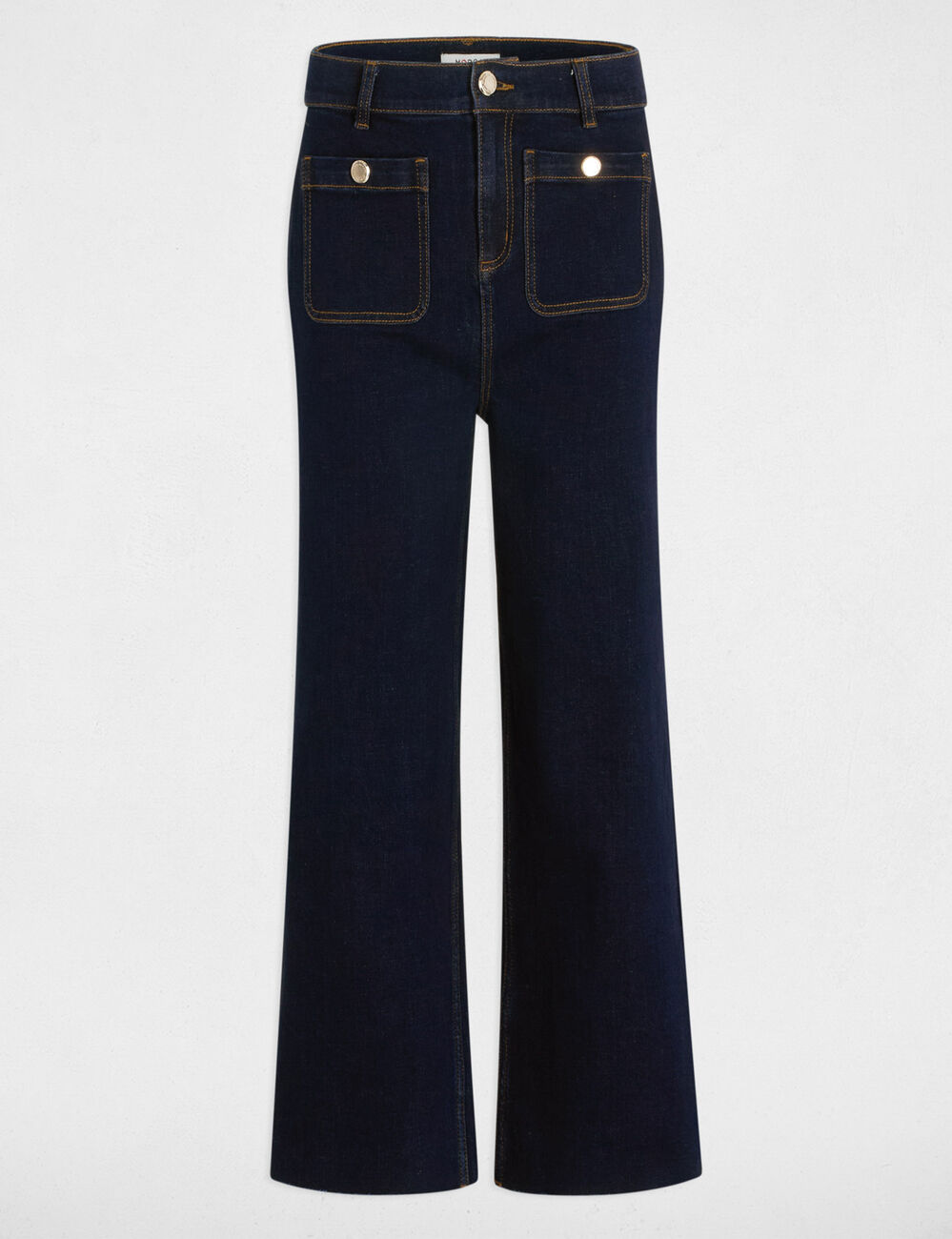 Cropped wide leg trousers raw denim women