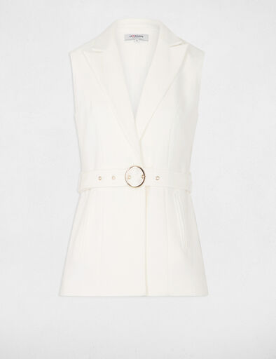 Sleeveless straight jacket with belt white women