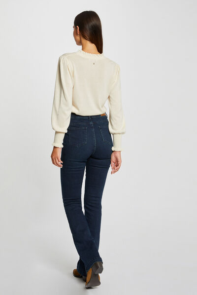 Long-sleeved jumper with ruffles ivory ladies'