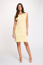 Knitted short-sleeve dress pastel yellow women