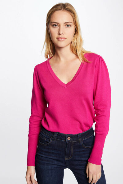 Long-sleeved jumper with V-neck  ladies'