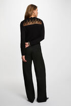 Lace V-neck t-shirt black women