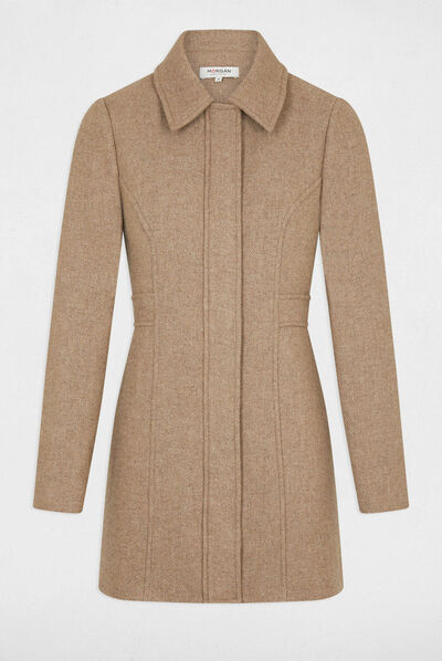 Zipped waisted coat beige ladies'