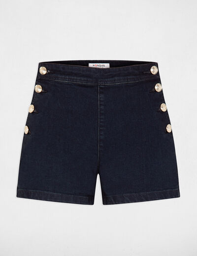 Fitted denim short raw denim women