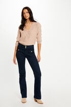 High-waisted bootcut jeans raw denim women