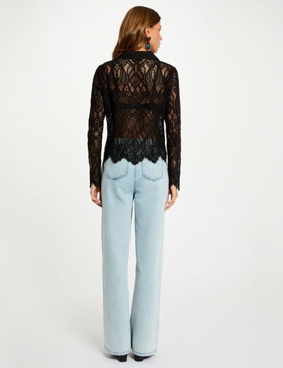 Cropped lace shirt black women