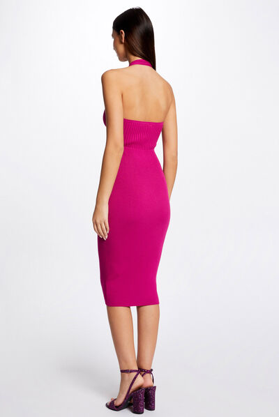 Fitted jumper dress with open back raspberry ladies'