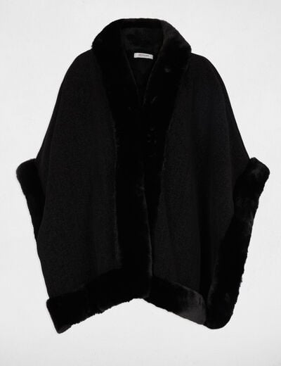 Faux fur poncho black women