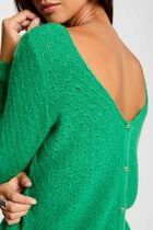 Gilet manches longues col en V vert femme