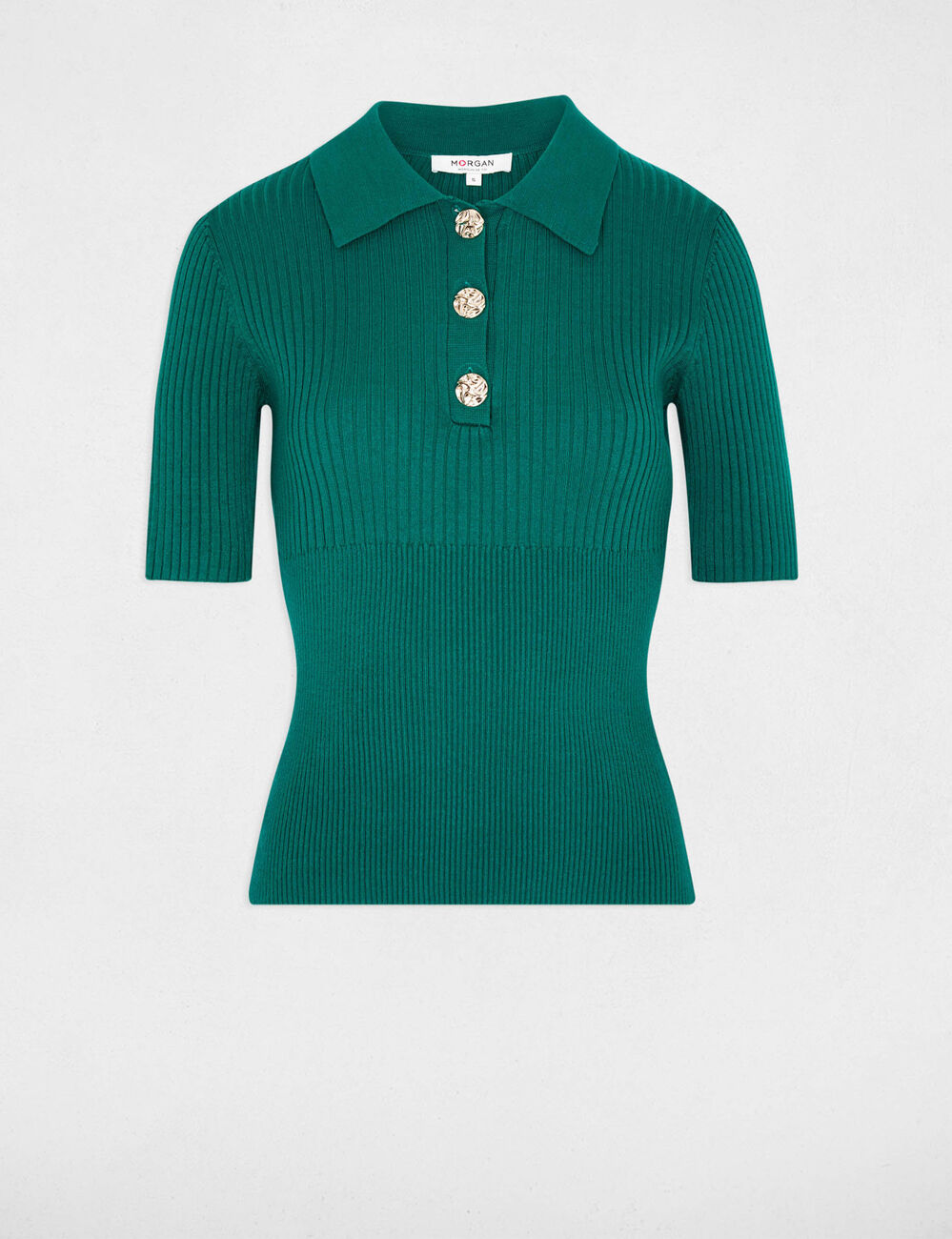 Sweater with a turned-down collar green women