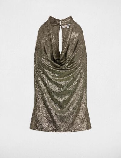Cowl neck t-shirt gold yellow women