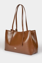 Faux leather tote bag brown women