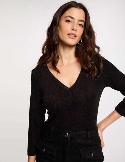 3/4-length sleeved t-shirt black women