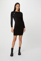 Fitted jumper dress with buttons black women