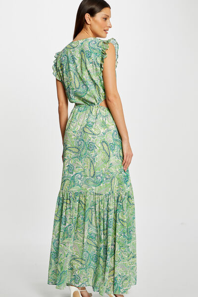 Maxi A-line dress paisley print multico ladies'