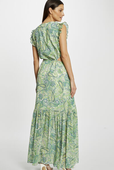Maxi A-line dress paisley print multico ladies'