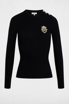 Ribbed jumper round neck black women