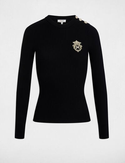 Ribbed jumper round neck black women