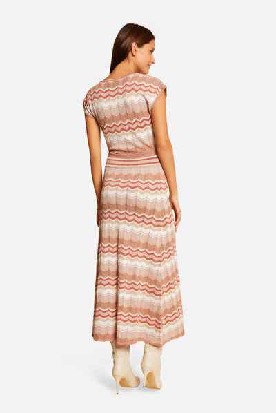 Maxi straight jumper dress chevron print antique pink ladies'