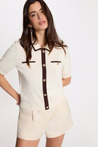 Short-sleeve cardigan ivory women
